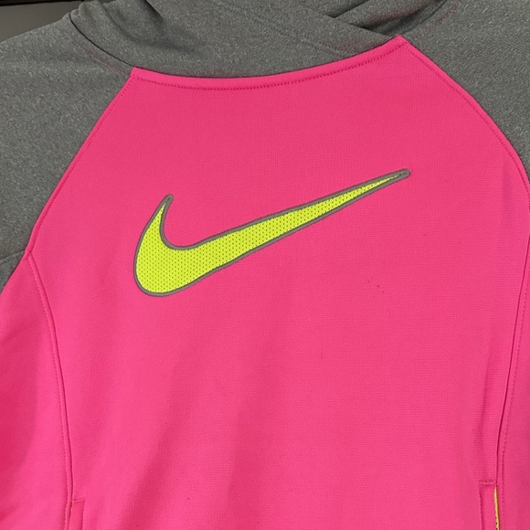 Nike Pink & Gray Hooded Active Sweatshirt with Neon Swoosh - Picture 2 of 5